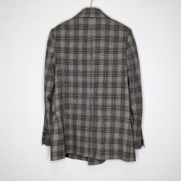 Free People Gray Tone Plaid Ashby Blazer Long Sleeve Double Breasted Size S - Picture 3 of 9